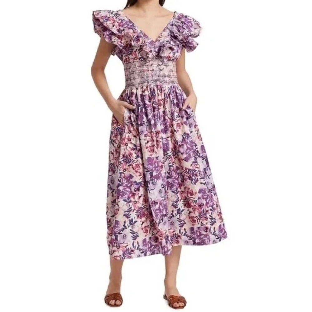 Something Navy Purple Floral Maxi Dress